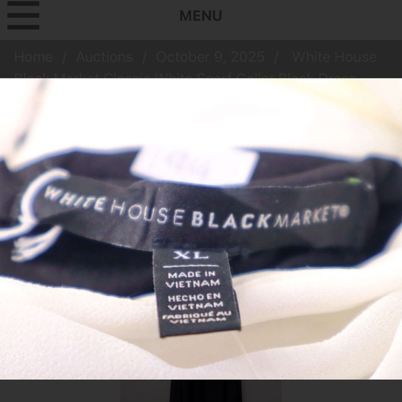 White House Black Market One Shoulder Black Dress with White Accent - Picture 2 of 5